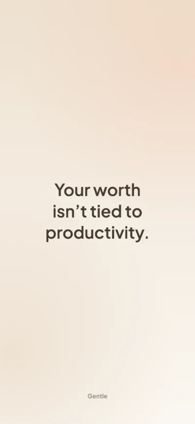 Affirmation wallpaper for iPhone: “Your worth isn't tied to productivity.” on a sand background